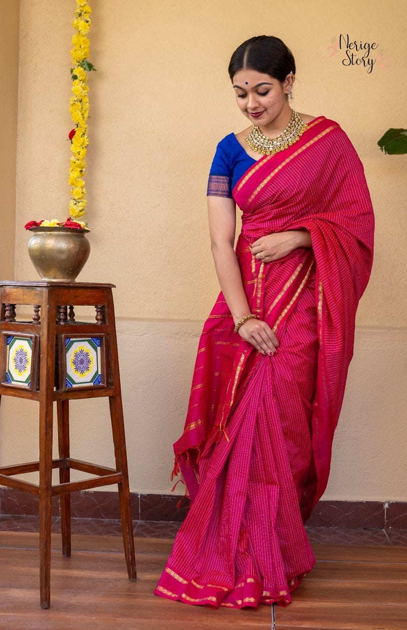 Mangalyam Soft Cotton Checked Saree with Smooth Finish Cotton Saree